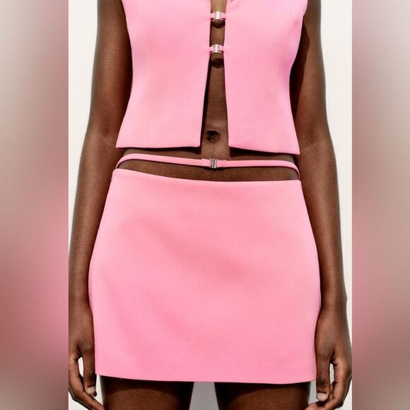 Zara CUTβOUTβMINIβSKIRTβpink - Picture 6 of 10
